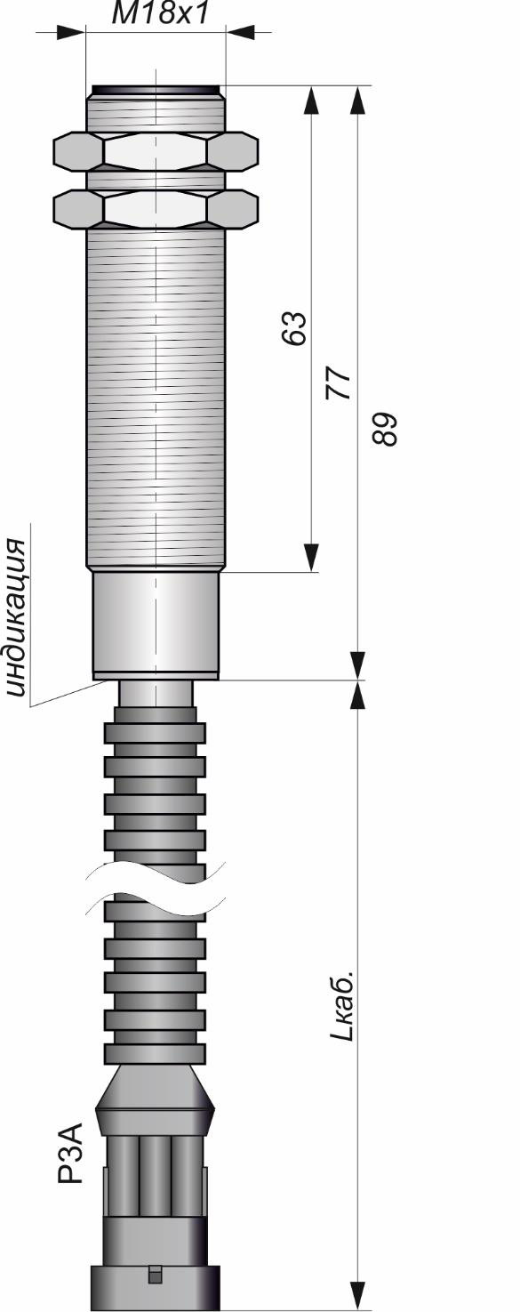 И10 с гофрой и разъёмомо на кабеле L=75mm