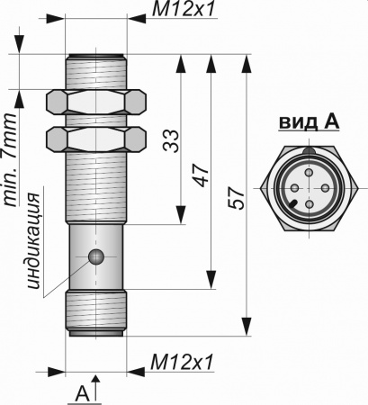 Датчик бесконтактный индуктивный ИВ05-NO-PNP-P-ПГ-BT(12X18H10T)