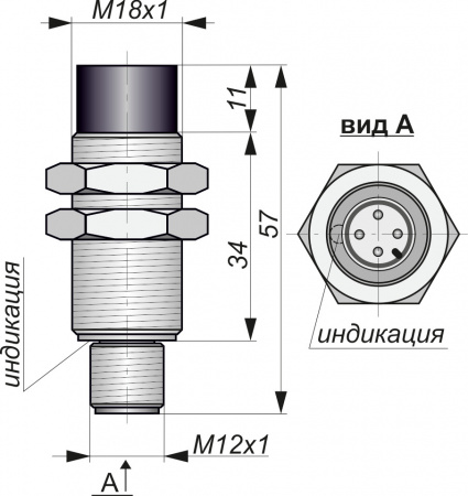 Датчик бесконтактный индуктивный ИВ15-NO-PNP-P-ПГ-BT(12X18H10T)